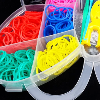 Crianças de Borracha Coloridos do Tear de Faixas de DIY pulseira de Brinquedo 600pcs Tear Kit de Recarga Com Ferramentas de Banda de Tecelagem, Fazendo arco-íris Pulseira de Brinquedo
