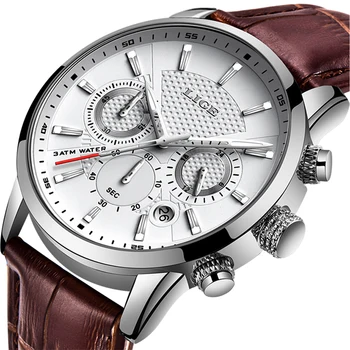 2020 Novo Relógio de Moda masculina do Esporte Relógio de Quartzo LIGE Mens Relógios de Marca de Luxo de Couro de Negócios Relógio à prova d'água Relógio Masculino