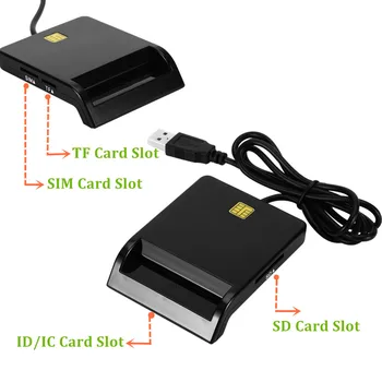 Grwibeou do SIM do USB Leitor de Cartão Smart card Para Cartão de Banco IC/ID EMV SD TF MMC leitores de cartões USB CCID ISO 7816 para o Windows 7 8 10 sistema operacional Linux
