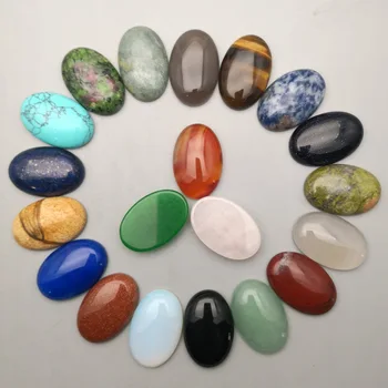 Atacado de boa qualidade 20Pcs/lote misto oval cabochão natural esferas de pedra para fazer jóias 20X30MM charme Anel brincos sem furo