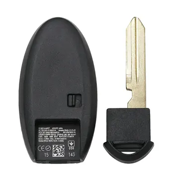 Smart Remote Chave 2 Botão FSK 433MHz com PCF7952A Hitag 2 ID46 Chip para Nissan Tiida 2017 com a Tecla Insert
