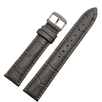 Atacado a preços de couro genuíno cinza pulseira para relógio marca de 18mm 20mm 22mm com aço inoxidável fivela