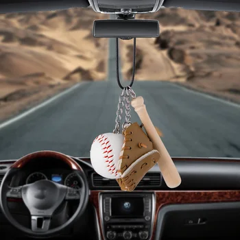 Acessório Do Carro Luvas De Baseball Bat Pingente Pendurado Ornamentos Automático Do Espelho Retrovisor Interior Decoração Oscila Guarnição Estilo Carro