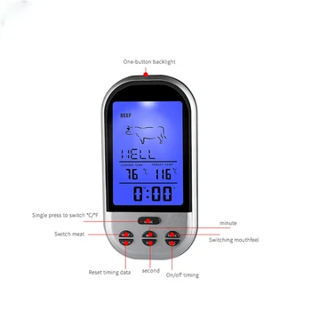 De digitas Termômetro de Umidade Higrômetro de Fio Grill Programável Alimentos Monitor LCD Domésticos, utensílios de Cozinha NS h5