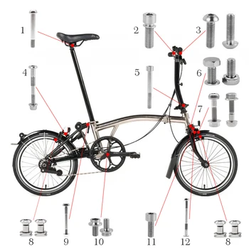 TWTOPSE Bicicleta Parafusos de Titânio Conjunto de Parafuso Para 2017 Brompton Titânio Bicicleta Dobrável 2016 Freio de Espigão Fone de ouvido Parafuso Parte