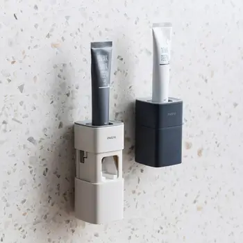 1PC Automática Preguiça de Apertar o Dispensador de pasta de dente na Parede Soco-Livre Espremedor de pasta de dente Para a casa de Banho