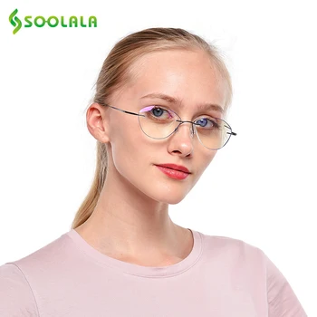 SOOLALA Ultra-leve, de Aço Inoxidável Titanium sem aro Óculos de Leitura Mulheres Presbiopia Leitores Óculos de Leitura Lupa Óculos