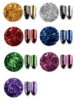 7 Cores/set Nail Art com Glitter Alumínio Flocos de Efeito de Espelho Prego Pós Irregular Lantejoulas Chrome Pigmento Lantejoulas Glitter,7676