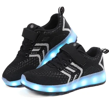 Tamanho 25-37 Carregador USB Brilhante Tênis LEVOU as Crianças a Iluminação Sapatos Luminosa Tênis para Meninos&Meninas Iluminado Iluminado Sapatos
