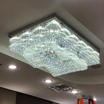 Desenho da onda grande de teto, iluminação do candelabro de cristal da lâmpada de AC110V DIODO emissor de luz 220v cristal hall de entrada luzes,hotel de luxo lustre