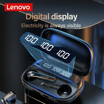 A Lenovo QT81 Fones de ouvido sem Fio TWS Verdadeiro Fone de ouvido Bluetooth Touch Control Display de LED de Grande Bateria de 1200mAh caixa de Carregamento