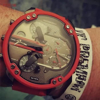 Esportes dos Homens Relógios de Luxo Aço Inoxidável, Impermeável Vermelho Relógio de Quartzo Relógio de Homem Digital Exército Orologio Uomo Masculino relógio de Pulso P