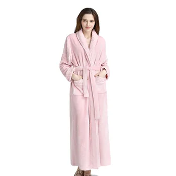 2020 Mulheres de Outono Inverno da Camisola de Flanela Engrossar Sólido Roupão de banho Feminino Solta Pijamas com Sahses Par de Pijamas Senhora