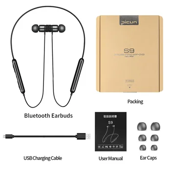 Picun S9 Esportes Fones de ouvido Bluetooth 5.0 Suor Decote sem Fio Fone de ouvido com Microfone hi-fi de Baixo Fone de ouvido Estéreo de Fones de ouvido