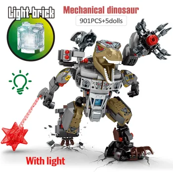 Cidade Jurassic Mundo Mecânico Dinossauro Tiranossauro Batalha Carnívoros Dragão Blocos de Construção de Figuras Tijolos Brinquedos para Crianças