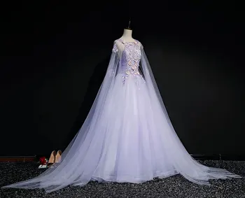Luxo lavanda véu, vestido de baile tribunal medieval vestido de Renascença Vestido de rainha de cosplay Vitoriana/Marie Antoinette/ Belle da Bola