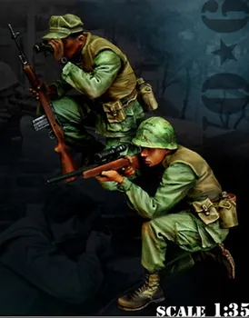 Escala 1/35 Guerra do Vietnã US Army Sniper Assistir 2 pessoas miniaturas de Resina Kit Modelo figura Frete Grátis
