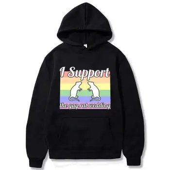 Eu apoio os gays rat casamento hoodies drop shipping Unisex de Lã com capuz Streetwear Moletom sportswear Outono Inverno Hoodies