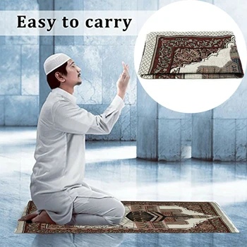 110x65cm Islâmica Muçulmana Toalha de mesa de Decoração do Quarto do Tapete Presente Macio Borla Tapeçaria Leve a Oração Tapete, Cobertor Bordado