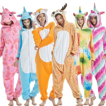 2020 Kigurumi Onesie Animal Mulheres Pijama Adultos Unicórnio Pijamas Anime Cosplay Macacão Camisola Ponto Panda Unicornio Pijamas