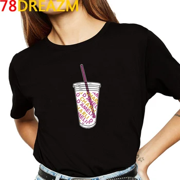 Gelo de Café Splatter T-Shirt das Mulheres Kawaii Charli Damelio Gráfica Tees Engraçado dos desenhos animados de Y2k Estética Harajuku T-shirt Feminina