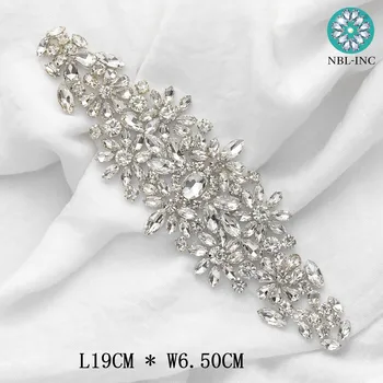 (30pcs) Atacado de prata strass, apliques de ouro de noiva frisado de costura de apliques de cristal de ferro para vestidos de noiva WDD0633