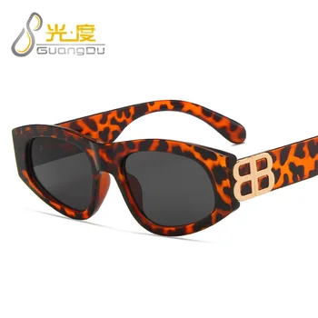 Candy color retângulo óculos de sol das mulheres os homens 2021 de alta qualidade da marca do designer de chá verde leopard pequenos óculos de sol oculos de sol