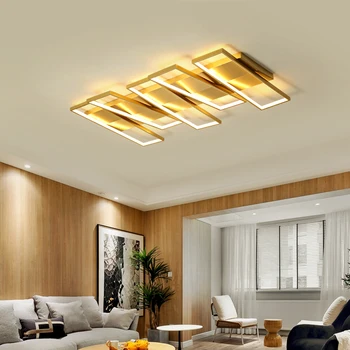 Moderno Led Luzes do Teto para Sala de estar, Quarto lamparas de teto Quadrada de Ouro de Teto do DIODO emissor de luz para dispositivos elétricos de Iluminação da casa