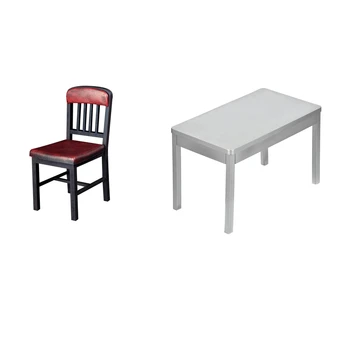 2pcs 1:6 Escala de Miniatura de Mesa e Cadeira de Decoração de Mobiliário Figura de Ação de Peças