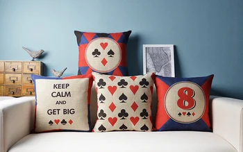 Almofadas Criativas Geométrica de coração Vermelho poker fronha de almofada de decoração de casa de sofá de almofadas, almofada do assento
