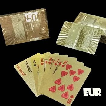 Ouro 24k Folha - Jouer au Poker de Cartas de Jogar Jogo de Poker com Baralho de Folha de Ouro Conjunto de Pôquer de Plástico Cartão Mágico Impermeável Cartas Magic