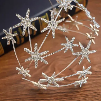 HIMSTORY Moda Europeia de Cristal Cintilante Estrela Tiara Headband Noiva Cocar de pedra de Strass de Cabelo Jóias Acessórios do Casamento