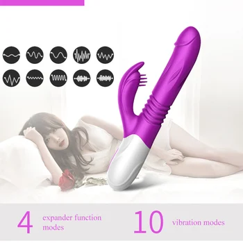 Inserção automática de Dilatar feminino vibrador vibrador lambendo os brinquedos sexuais Vibrador mulheres a masturbação telescópica massagem pau de brinquedo