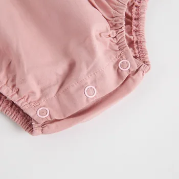 2019 Ins Boneca Colar de Verão de Bebê, roupas de Meninas Sólido de cor-de-rosa de Moda de Algodão sem Mangas body Macacão de Roupa de crianças de desgaste