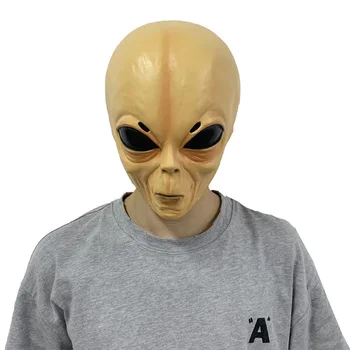 De Olhos grandes Alienígena Halloween Máscara de Látex UFO Cosplay Horror Arnês Bola Adereços de Cabeça Cheia por Parte de Máscara de Fantasia Mascarada Adereços