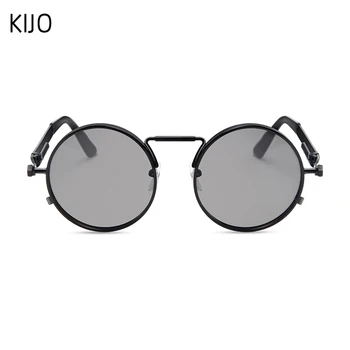 KIJO Vintage Homens, Óculos de Mulheres Retro Estilo Punk Redondo de Armação de Metal Colorido Lente de Óculos de Sol da Moda Eyewear