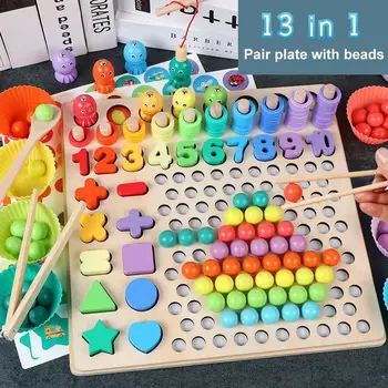 Contas De Madeira Jogo Montessori De Ensino Precoce Aprender Filhos Clipe Bola De Puzzle Pré-Escolar A Criança Brinca Para Crianças Presentes