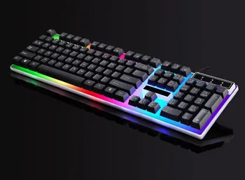 G21 Impermeável arco-íris Teclado Com arco-íris de luz de fundo USB com Fio de Jogo Teclado de Desktop do Office Entretenimento Para Laptop Pc Gamer