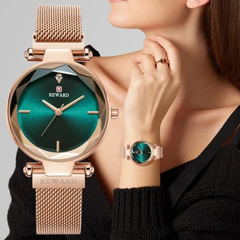 RECOMPENSA Mulheres Simples Relógios de Moda Magnético Fivela de Ouro de Rosa do Relógio de Pulso de Quartzo Senhoras Impermeável Relógio Menina Relógio Feminino