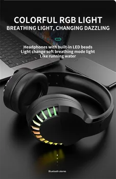 Novo Jogo Competitivo Fone de ouvido Sh33 de modo Dual Bluetooth V5.0 sem Fio/ com Fio RGB Gaming Headset Dobrável Estéreo de Alta qualidade