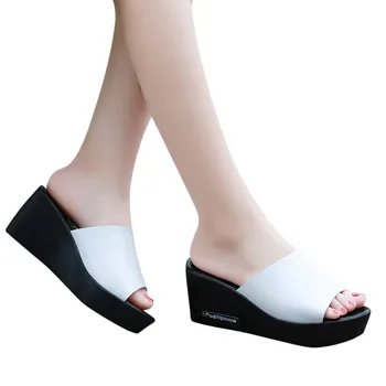 Casual Mulheres boca de Peixe Plataforma de Salto Alto Sandálias Inclinação Sandálias, Chinelos calçados femininos sandálias jelly mulheres sapatos de sandálias#H3