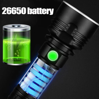 Super Potente Lanterna LED XHP70.2 Tático USB Tocha xhp50 lâmpada Recarregável 18650 bateria 26650 bateria Lanterna para Camping pesca