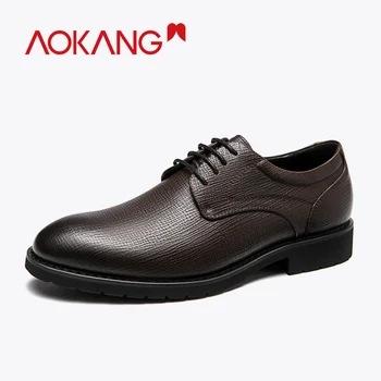 Aokang 2020 Primavera Homens Sapatos Genuíno Leahter De Alta Qualidade Derby Sapatos Lace Respirável Formal Sapatos De Homem De Chegada Sapato