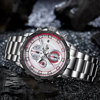 Relógios Mens LIGE Cronógrafo de melhor Marca de Luxo de Negócios Quartzo Relógio Homens Casual Grande Mostrador do Relógio de Desporto Relógios Relógio Masculino