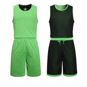 DIY basquete camisolas Conjunto de Uniformes, kits de Criança Homens Reversível de Basquete camisas, shorts terno de roupa de Desporto do Dobro-lado Sportswea