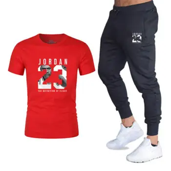 T-Shirt+calça homens conjunto de 2 peças kit de treino de Corredores de Marca Masculina Calça Casual T-shirts Sportswear Conjunto