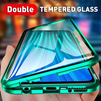 360 dupla-face de vidro temperado flip case para o xiaomi redmi nota 8t 8 t não t8 not8t note8t note8 t de metal ímã nota 8 pro