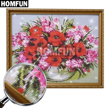 HOMFUN Completo Quadrado/Redondo Broca 5D DIY Diamante Pintura de Flores 