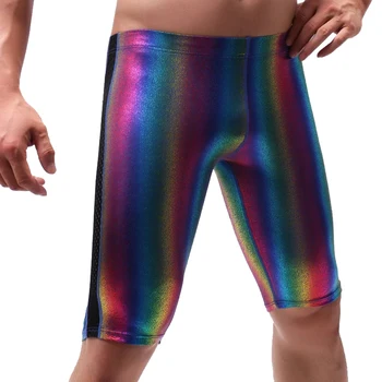 Nova Mens Noite Clubwear Colorido Shorts Lado Laterais De Malha Respirável Ocos Rainbow Shorts Da Vida Home Shorts
