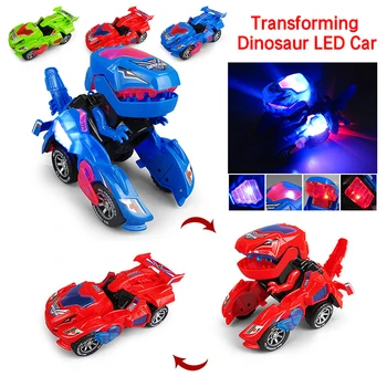 3D Transformando Dinossauro de Brinquedo LED Carro Com Luz de Som para as Crianças do Brinquedo do Natal Presente Dinossauro Transformador de carros de Brinquedo para Crianças
